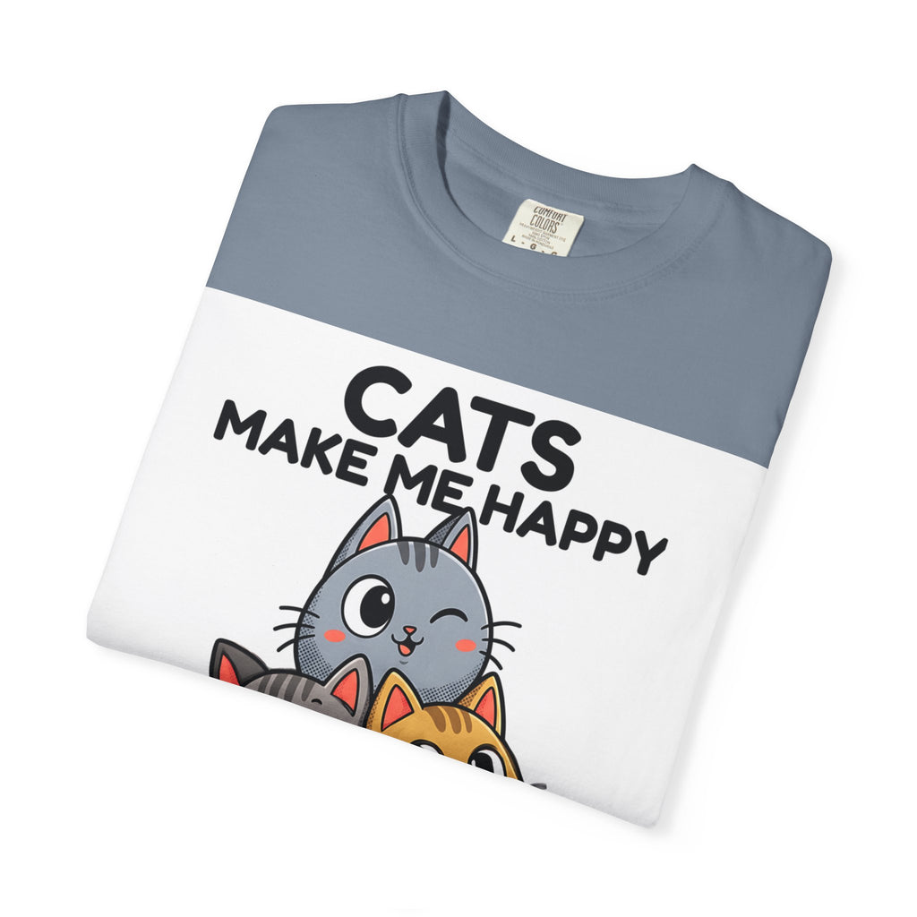Cats Make Me Happy T-Shirt — Cute Stack of Kittens Tee