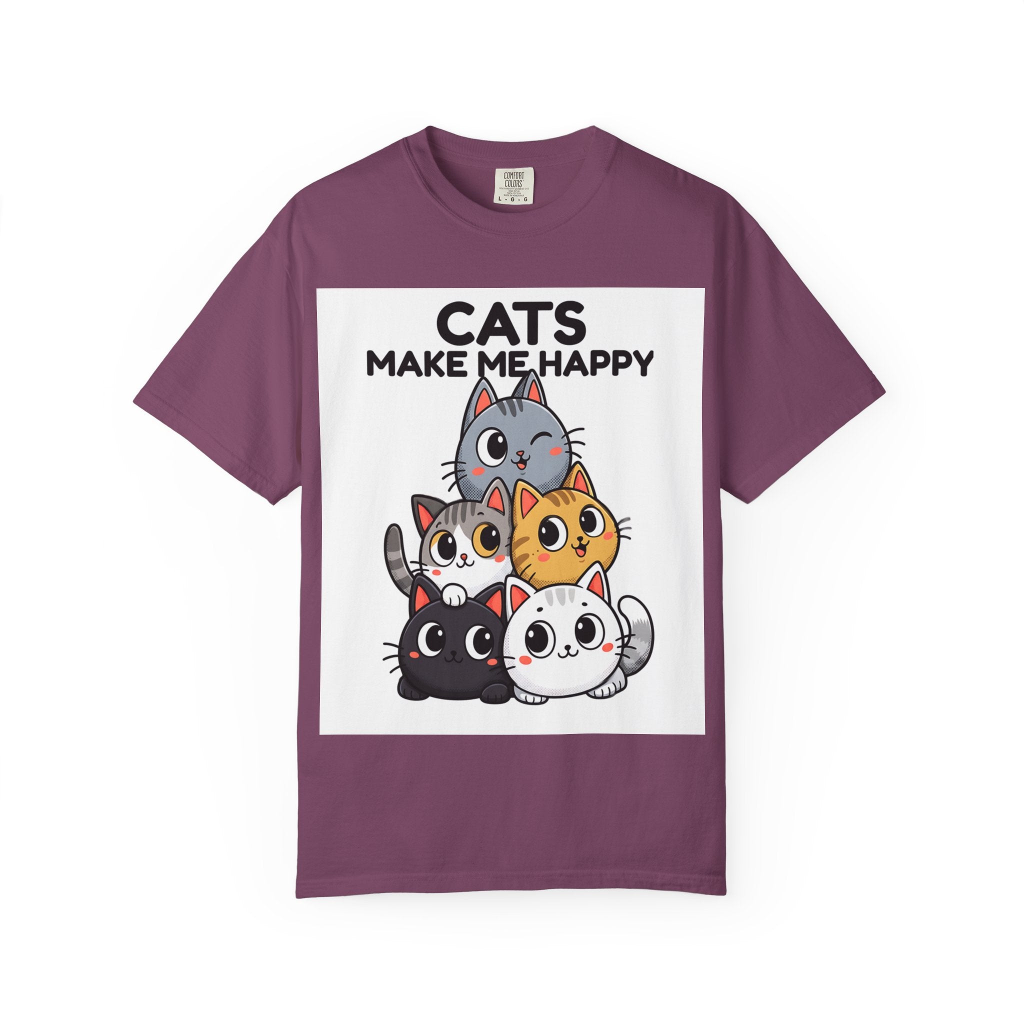 Cats Make Me Happy T-Shirt — Cute Stack of Kittens Tee