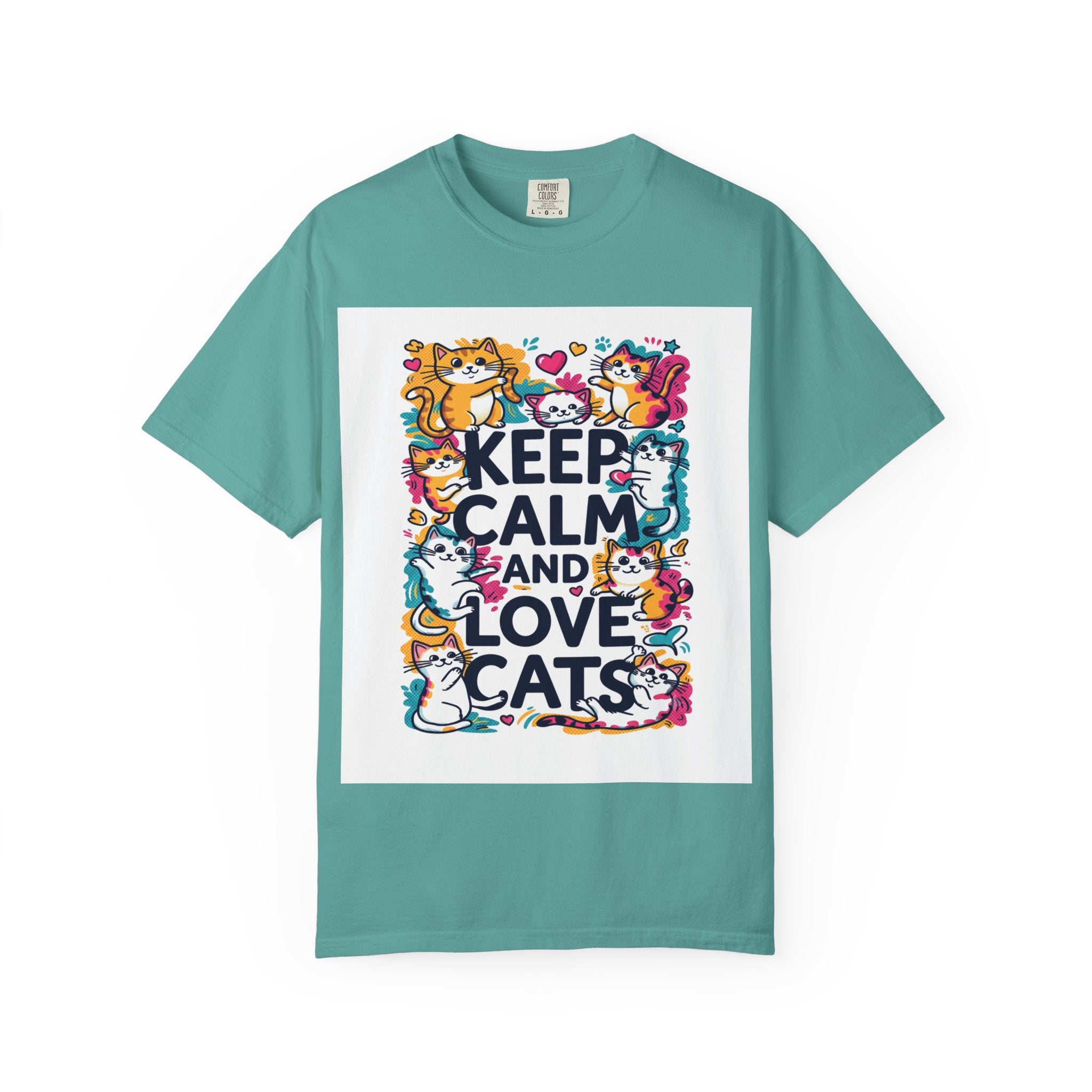 Keep Calm and Love Cats T-Shirt — Cute Colorful Cat Graphic Tee