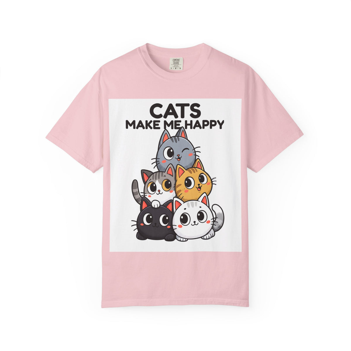 Cats Make Me Happy T-Shirt — Cute Stack of Kittens Tee
