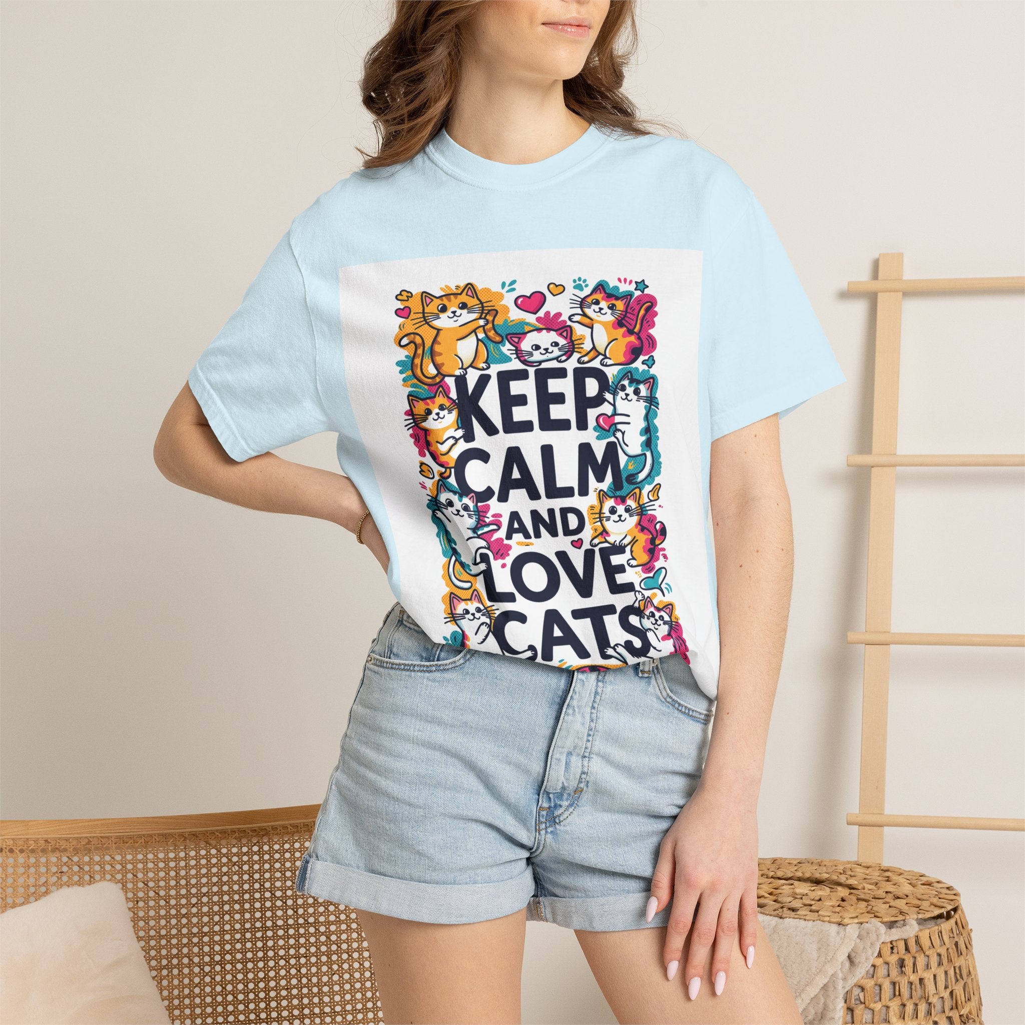 Keep Calm and Love Cats T-Shirt — Cute Colorful Cat Graphic Tee