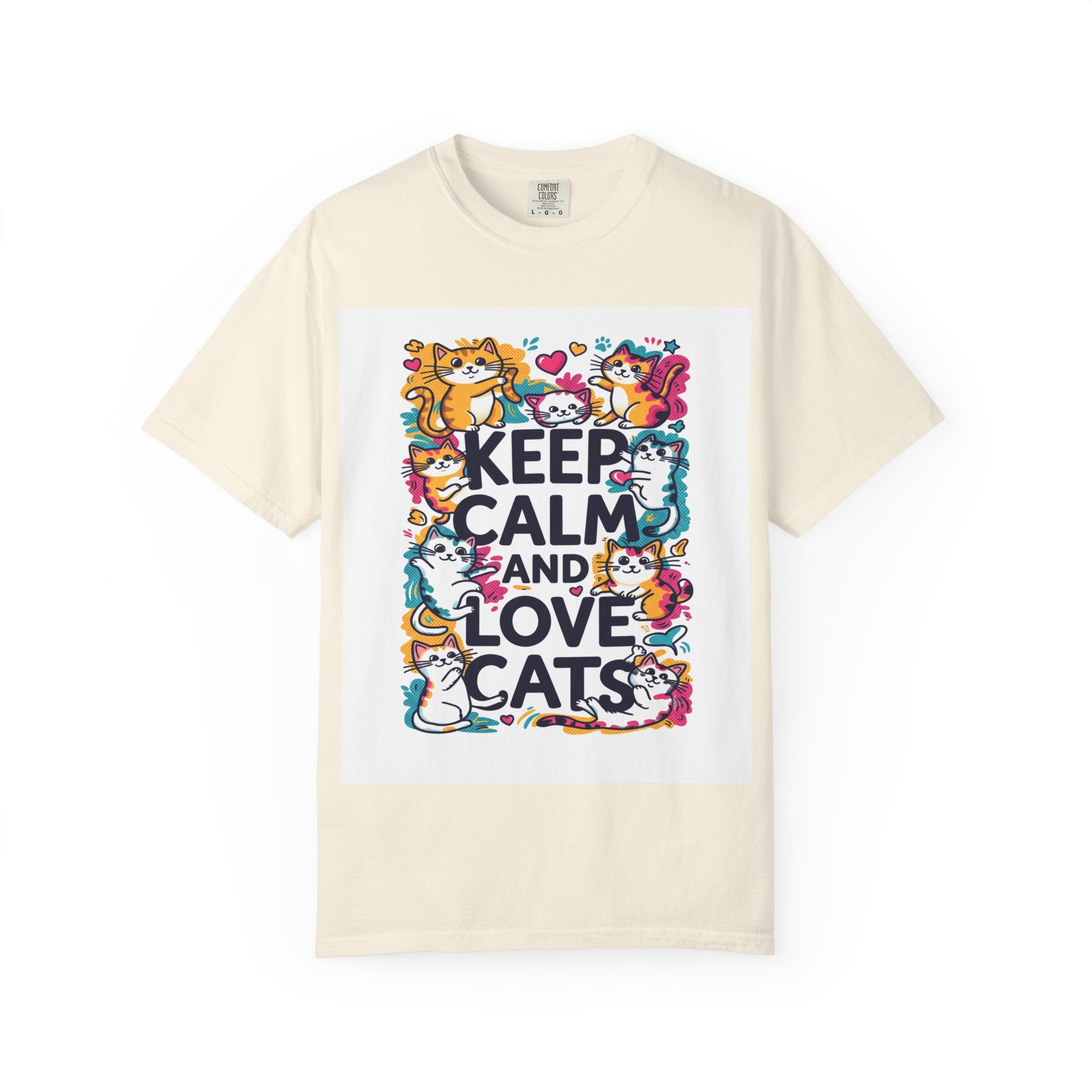 Keep Calm and Love Cats T-Shirt — Cute Colorful Cat Graphic Tee