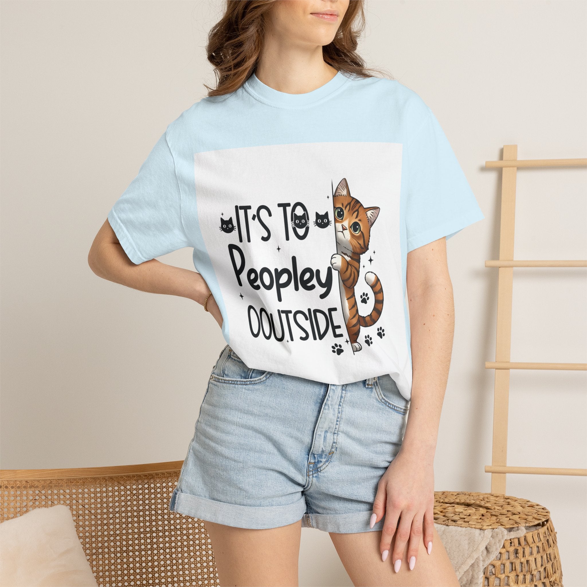 Cat Lover T-Shirt — "It's Too Peopley Outside" Graphic Tee