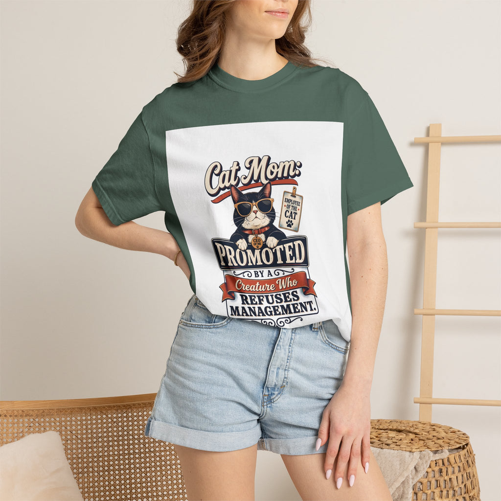 Cat Mom T‑Shirt – "Promoted to Cat Mom" Funny Cat Lover Gift