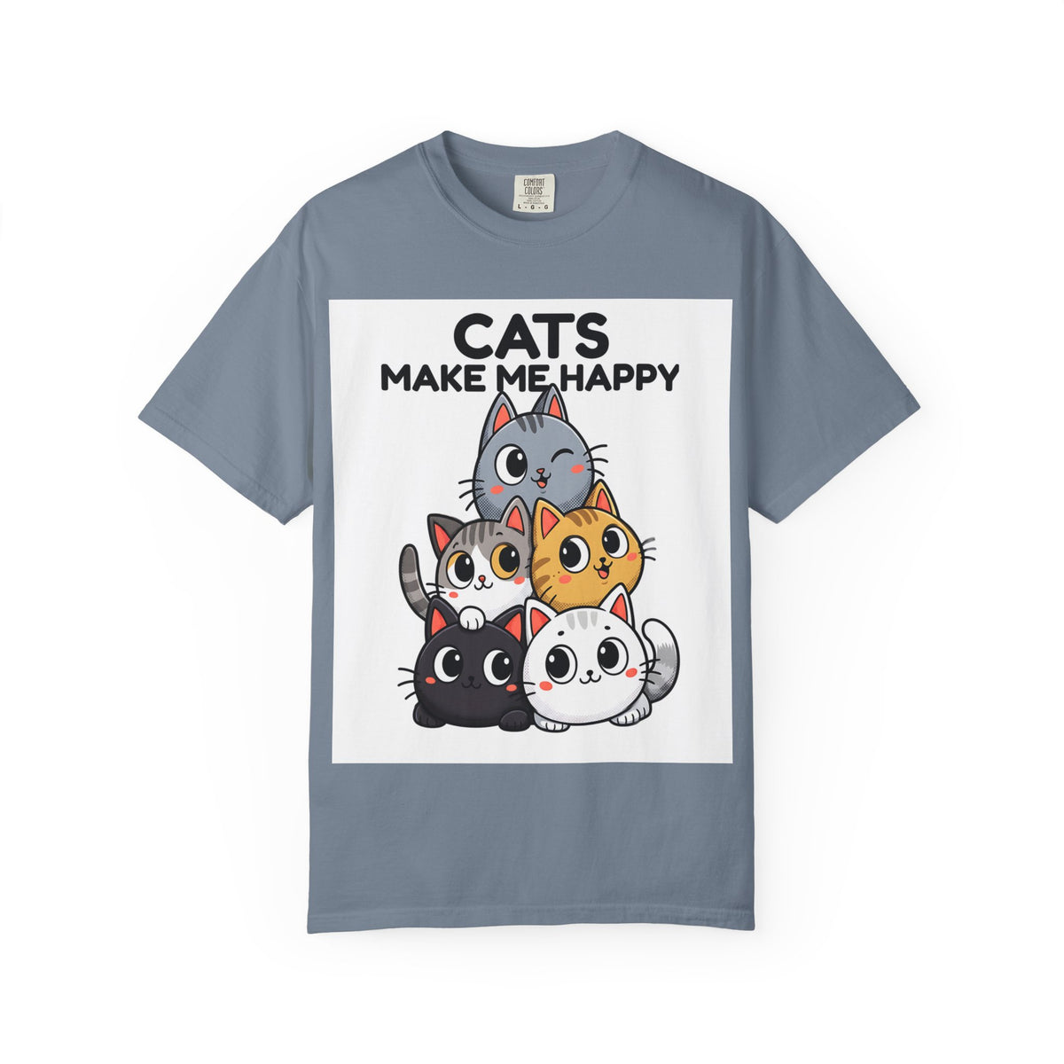 Cats Make Me Happy T-Shirt — Cute Stack of Kittens Tee
