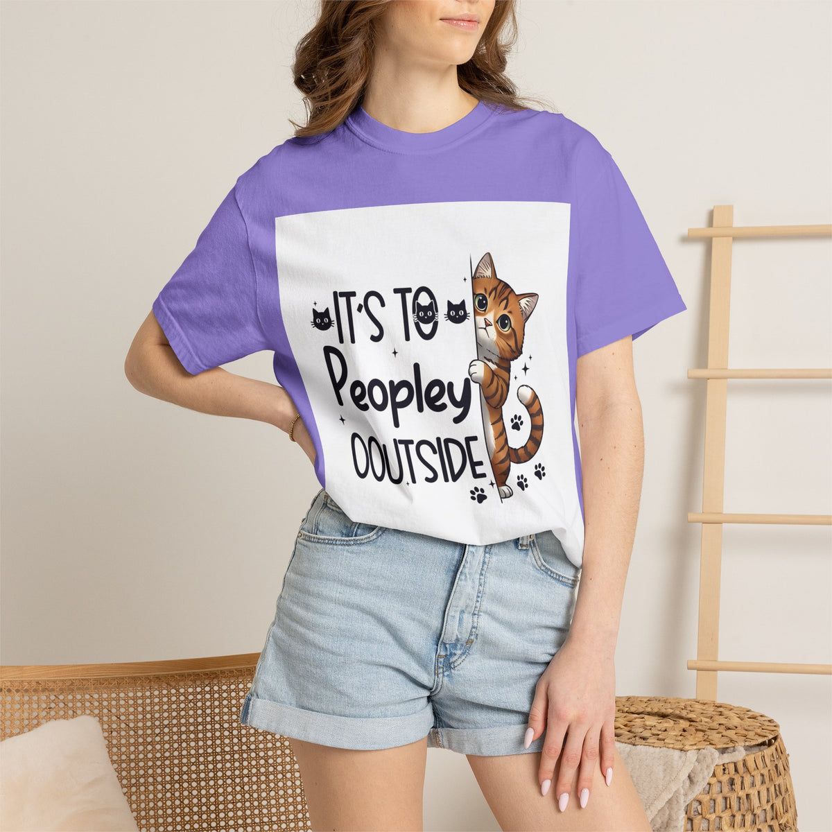 Cat Lover T-Shirt — "It's Too Peopley Outside" Graphic Tee