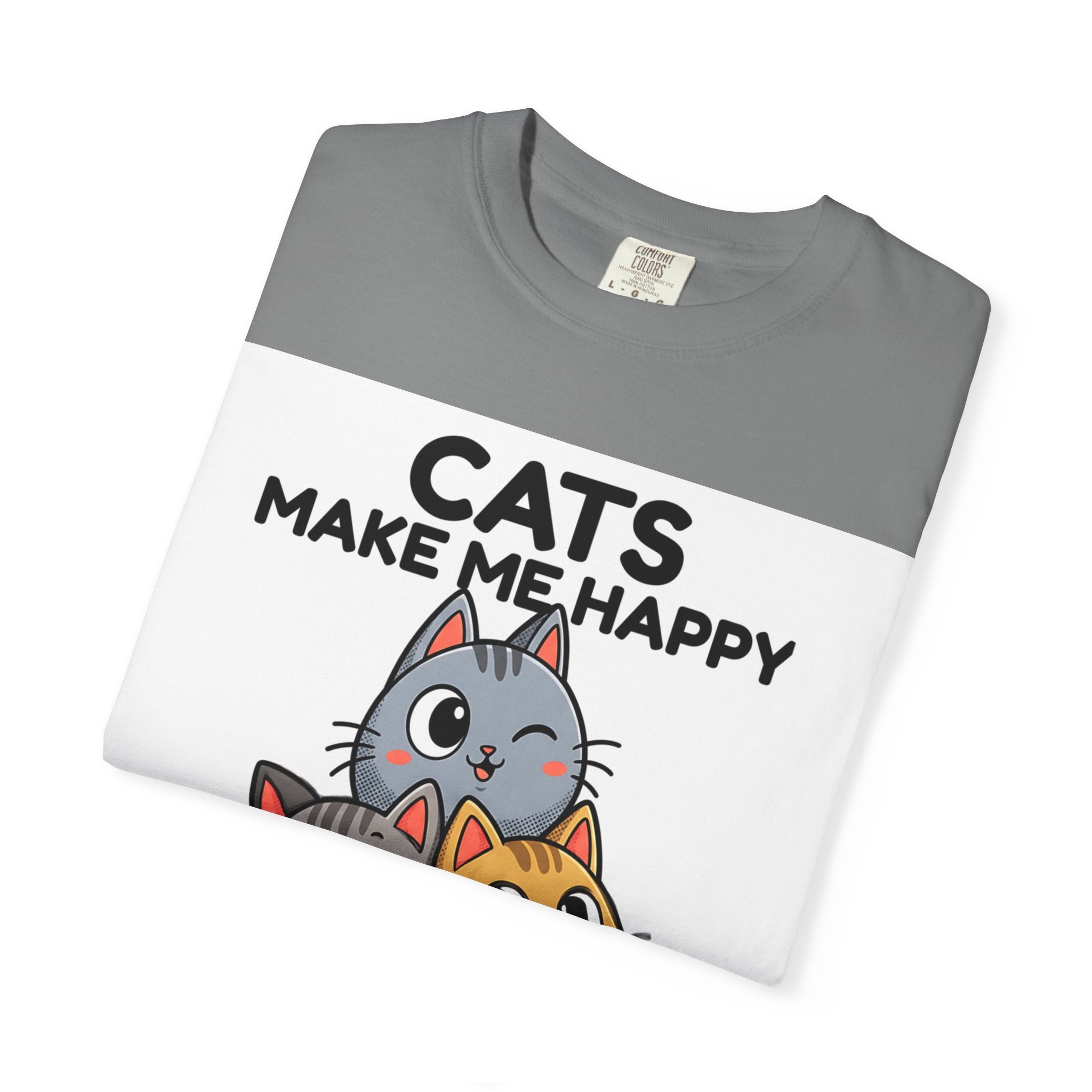 Cats Make Me Happy T-Shirt — Cute Stack of Kittens Tee
