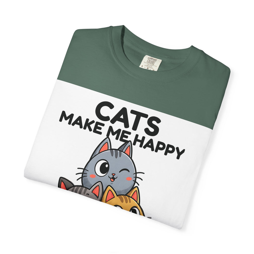 Cats Make Me Happy T-Shirt — Cute Stack of Kittens Tee