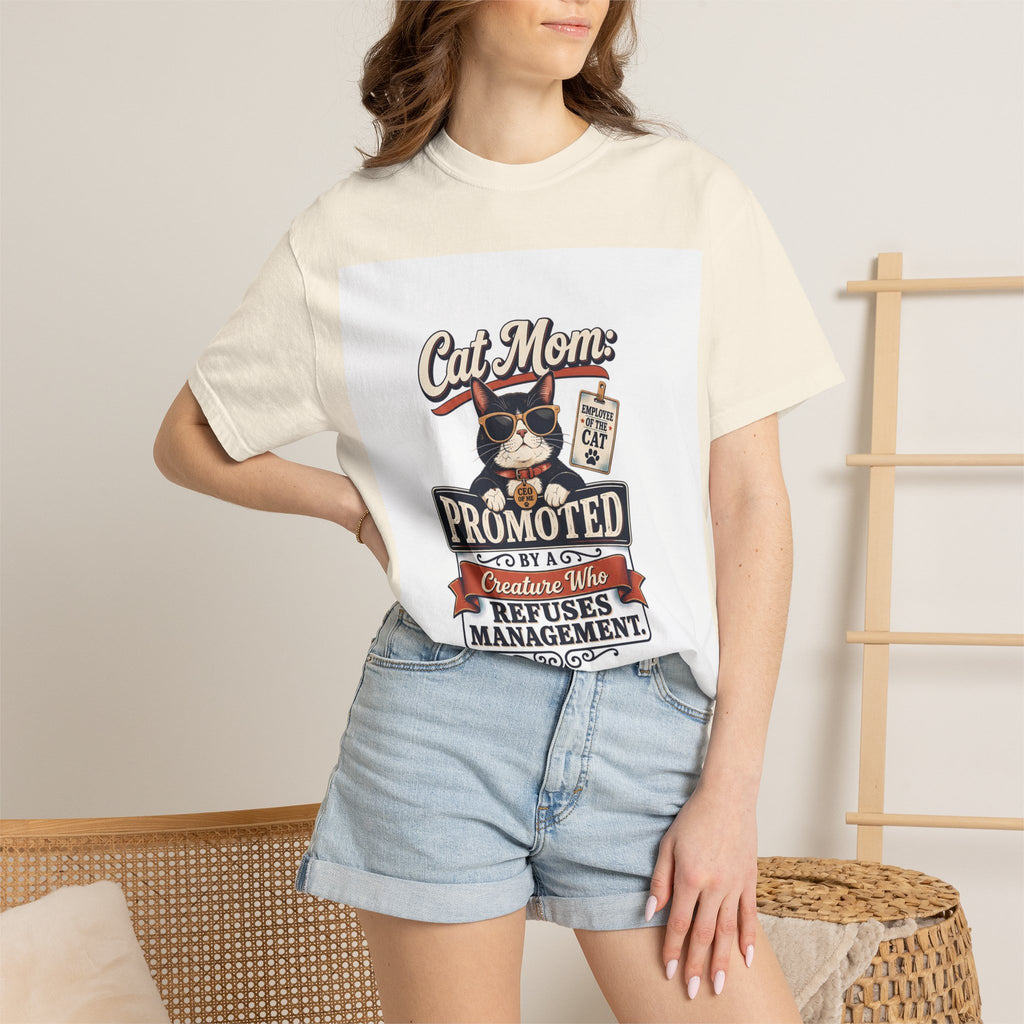 Cat Mom T‑Shirt – "Promoted to Cat Mom" Funny Cat Lover Gift