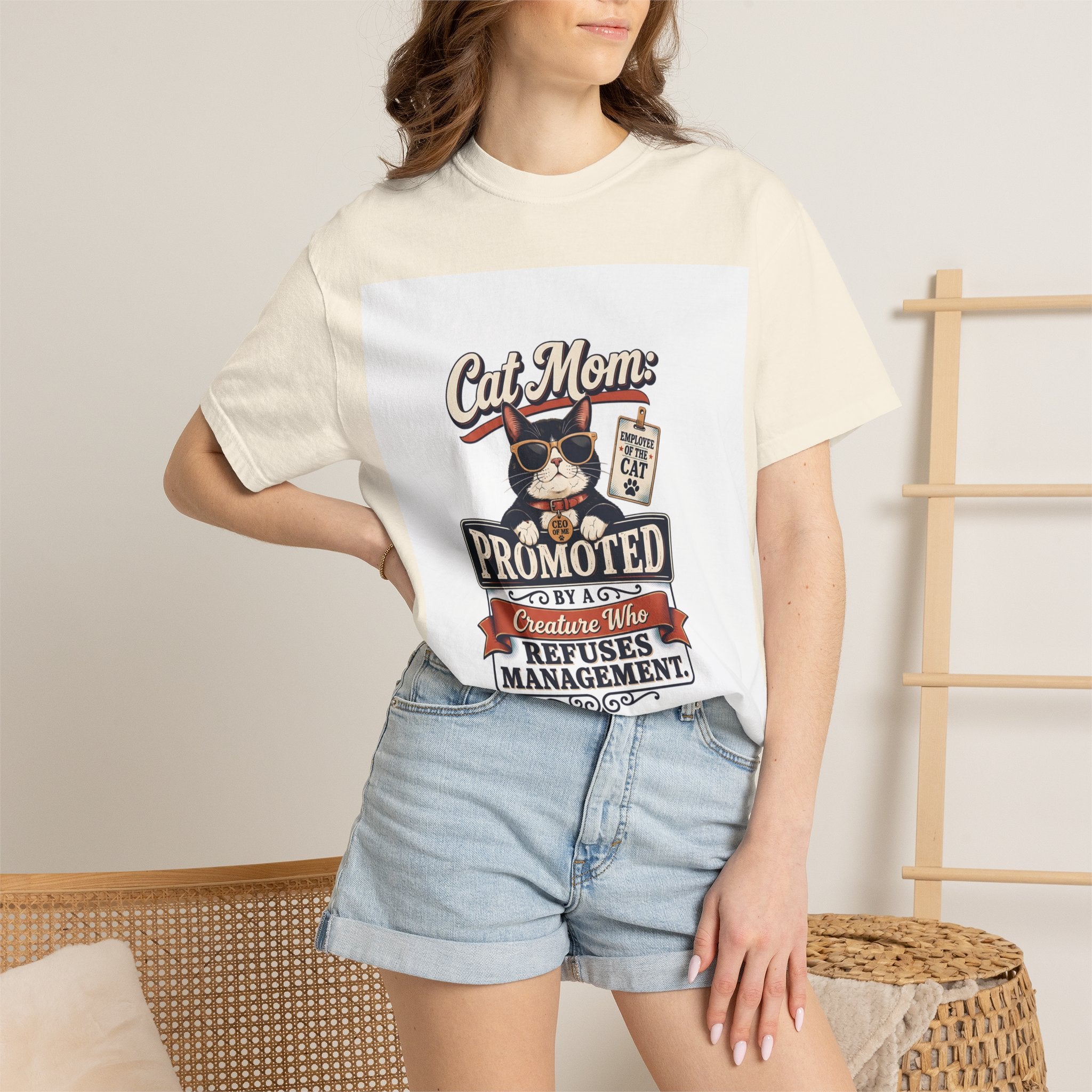 Cat Mom T‑Shirt – "Promoted to Cat Mom" Funny Cat Lover Gift
