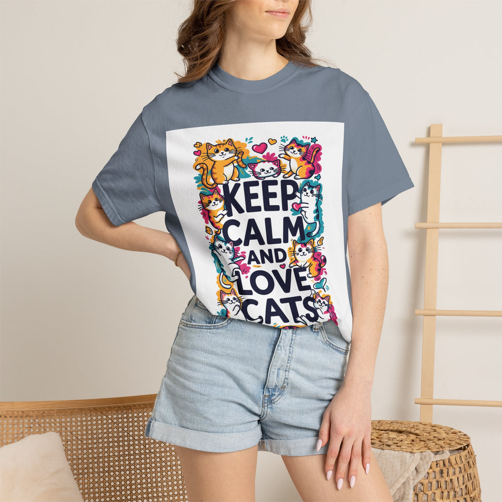 Keep Calm and Love Cats T-Shirt — Cute Colorful Cat Graphic Tee
