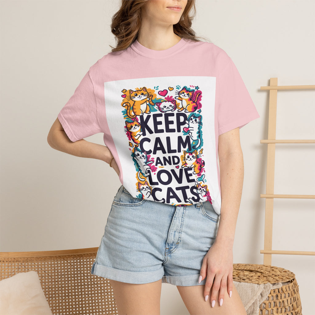 Keep Calm and Love Cats T-Shirt — Cute Colorful Cat Graphic Tee