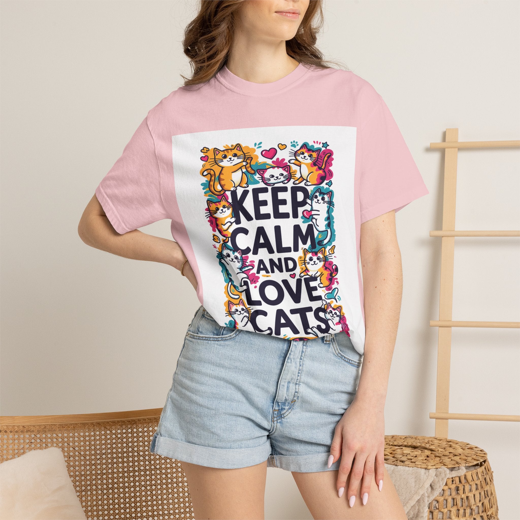 Keep Calm and Love Cats T-Shirt — Cute Colorful Cat Graphic Tee