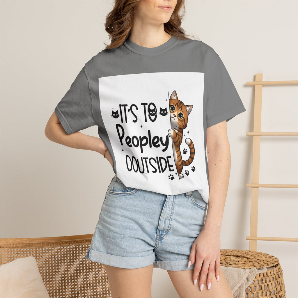 Cat Lover T-Shirt — "It's Too Peopley Outside" Graphic Tee