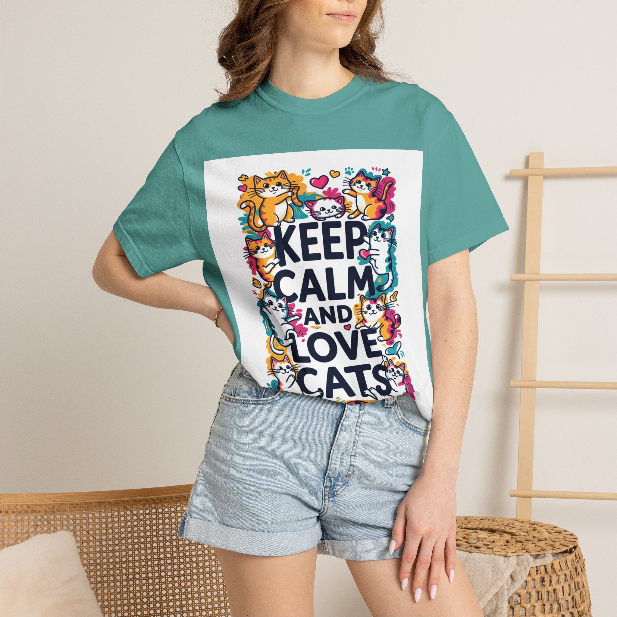 Keep Calm and Love Cats T-Shirt — Cute Colorful Cat Graphic Tee