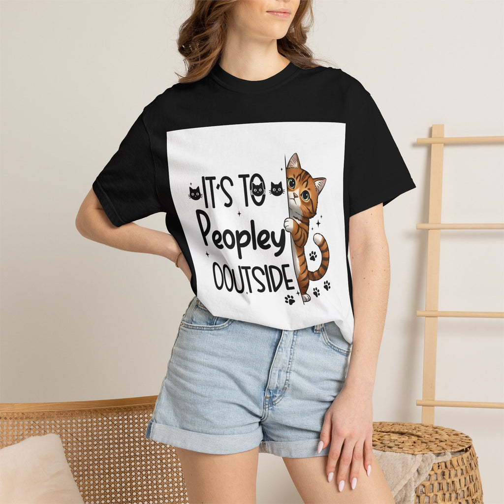 Cat Lover T-Shirt — "It's Too Peopley Outside" Graphic Tee