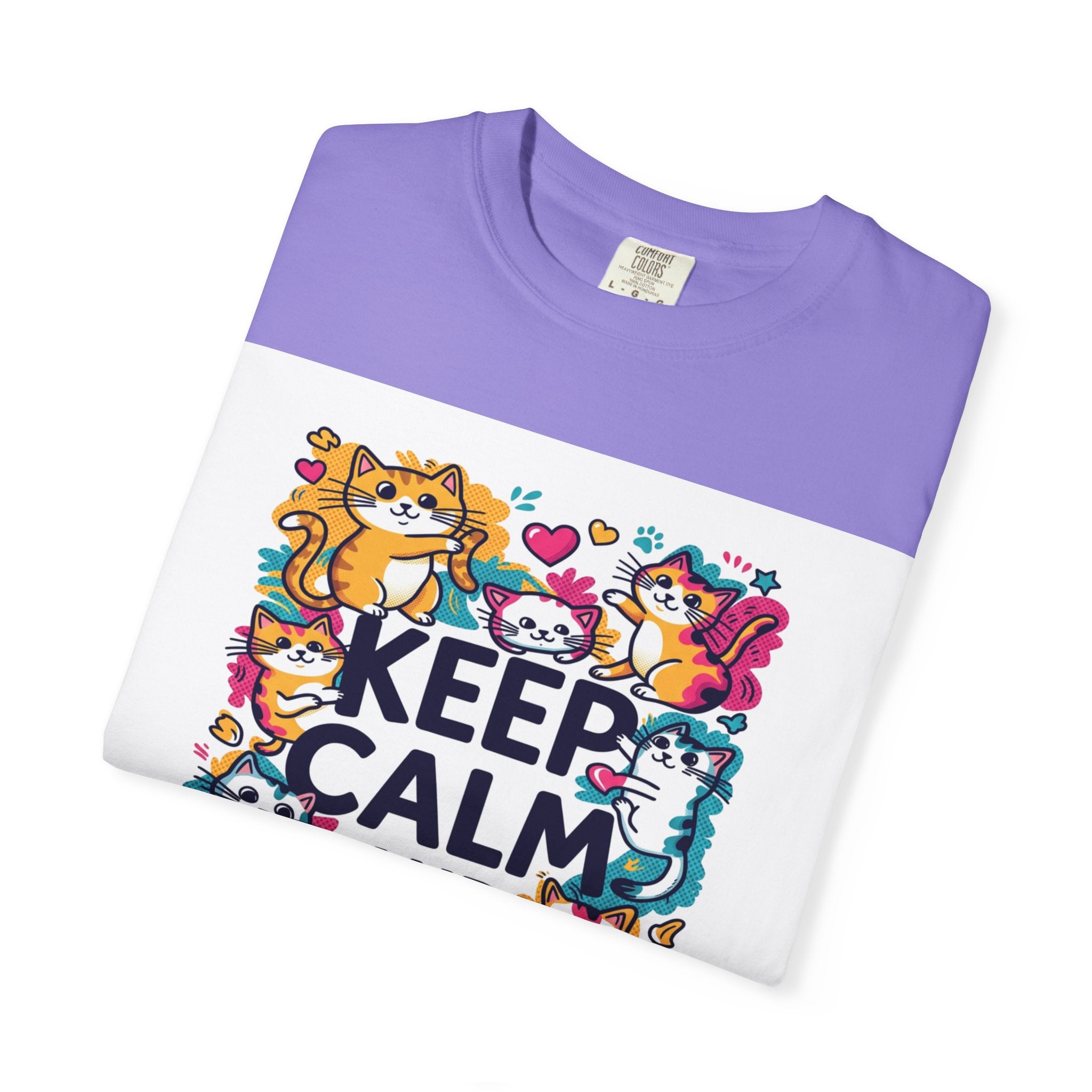 Keep Calm and Love Cats T-Shirt — Cute Colorful Cat Graphic Tee