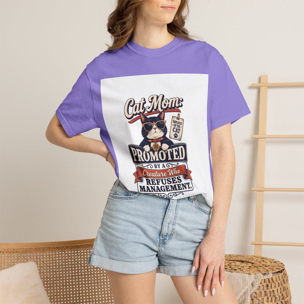 Cat Mom T‑Shirt – "Promoted to Cat Mom" Funny Cat Lover Gift