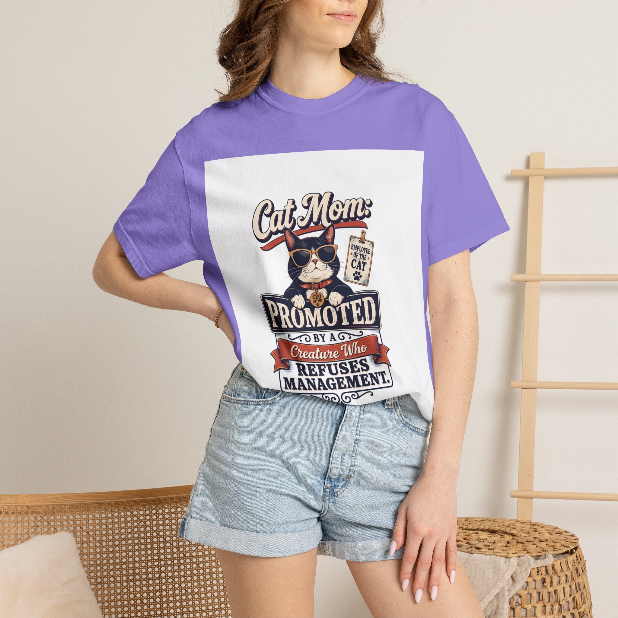 Cat Mom T‑Shirt – "Promoted to Cat Mom" Funny Cat Lover Gift