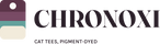 Chronoxi wordmark beside a pigment swatch chip in wine, seafoam and ivory